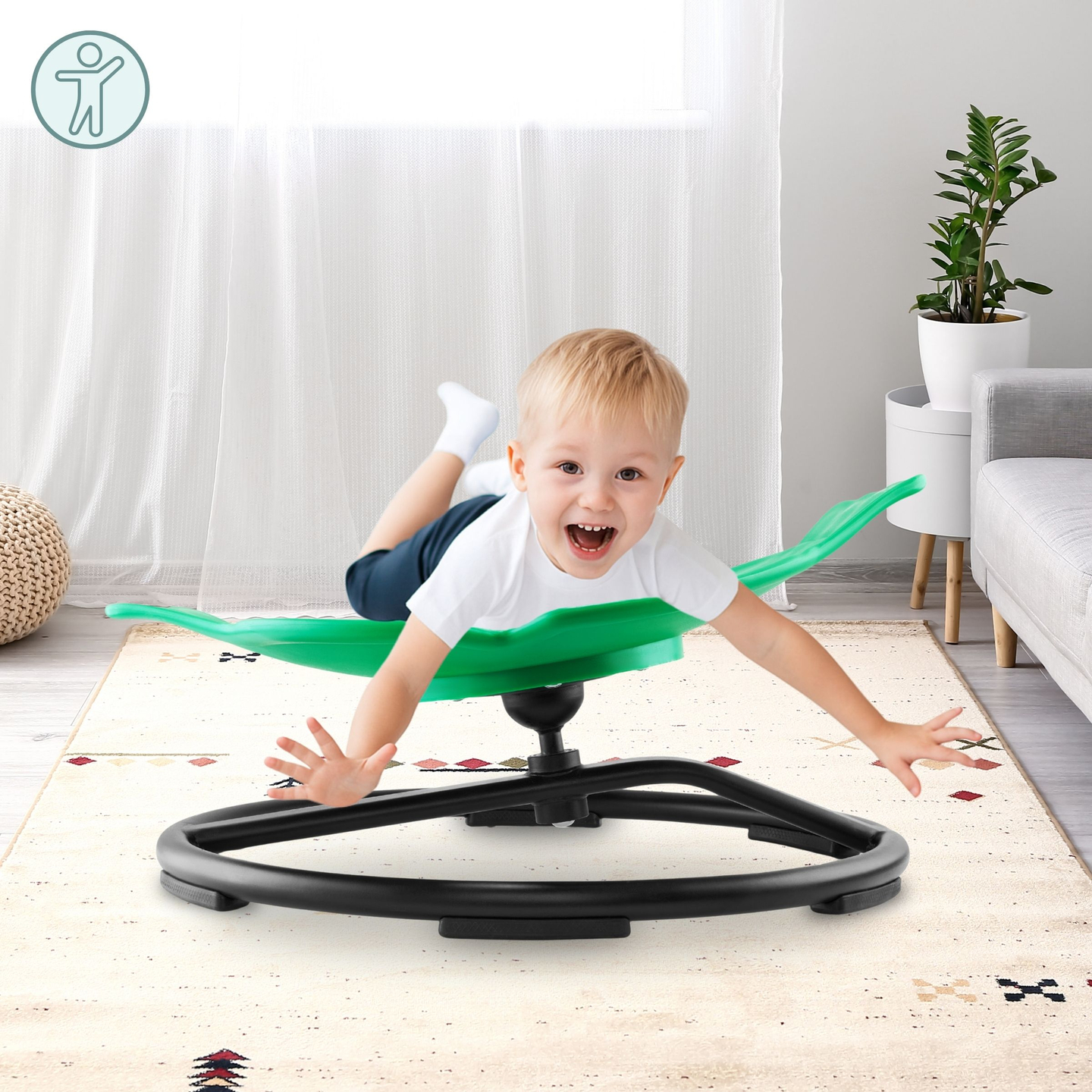 Mini otroški vrtiljak Riba - zelena barva