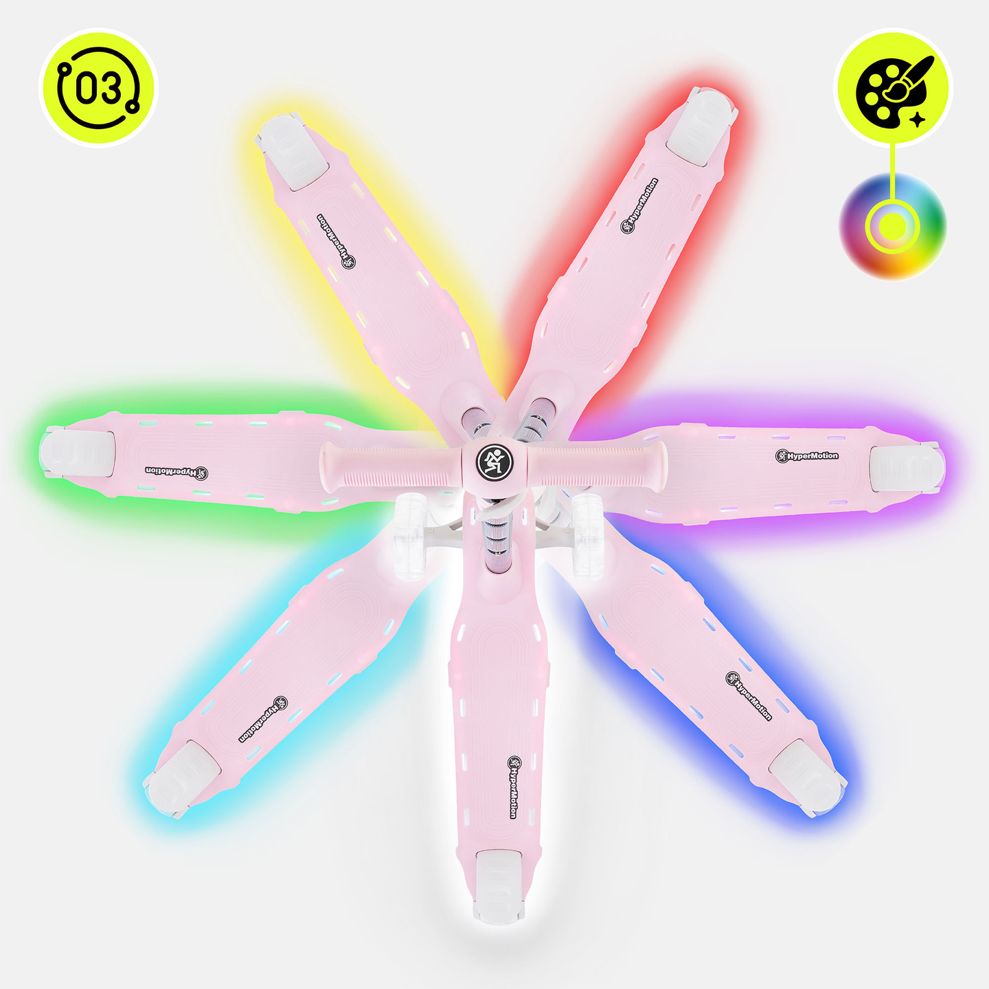 HyperMotion BECKY balansirni skiro - RGB LED osvetlitev, roza