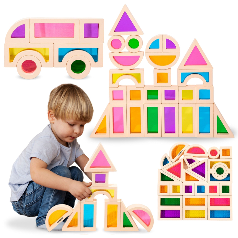 Mavrični leseni bloki - 25 elementov