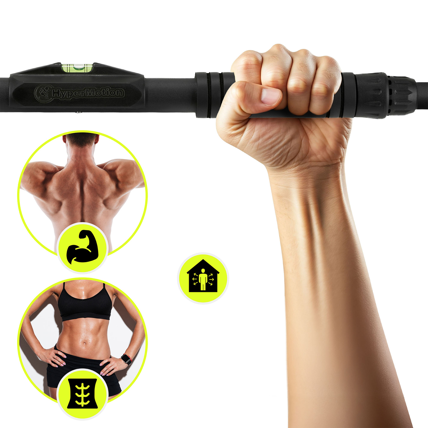 Nastavljiva palica za dvigovanje HyperMotion 74–100 cm, 200 kg, črna