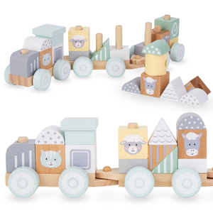 Leseni vlak z bloki za dečka - Kmetija