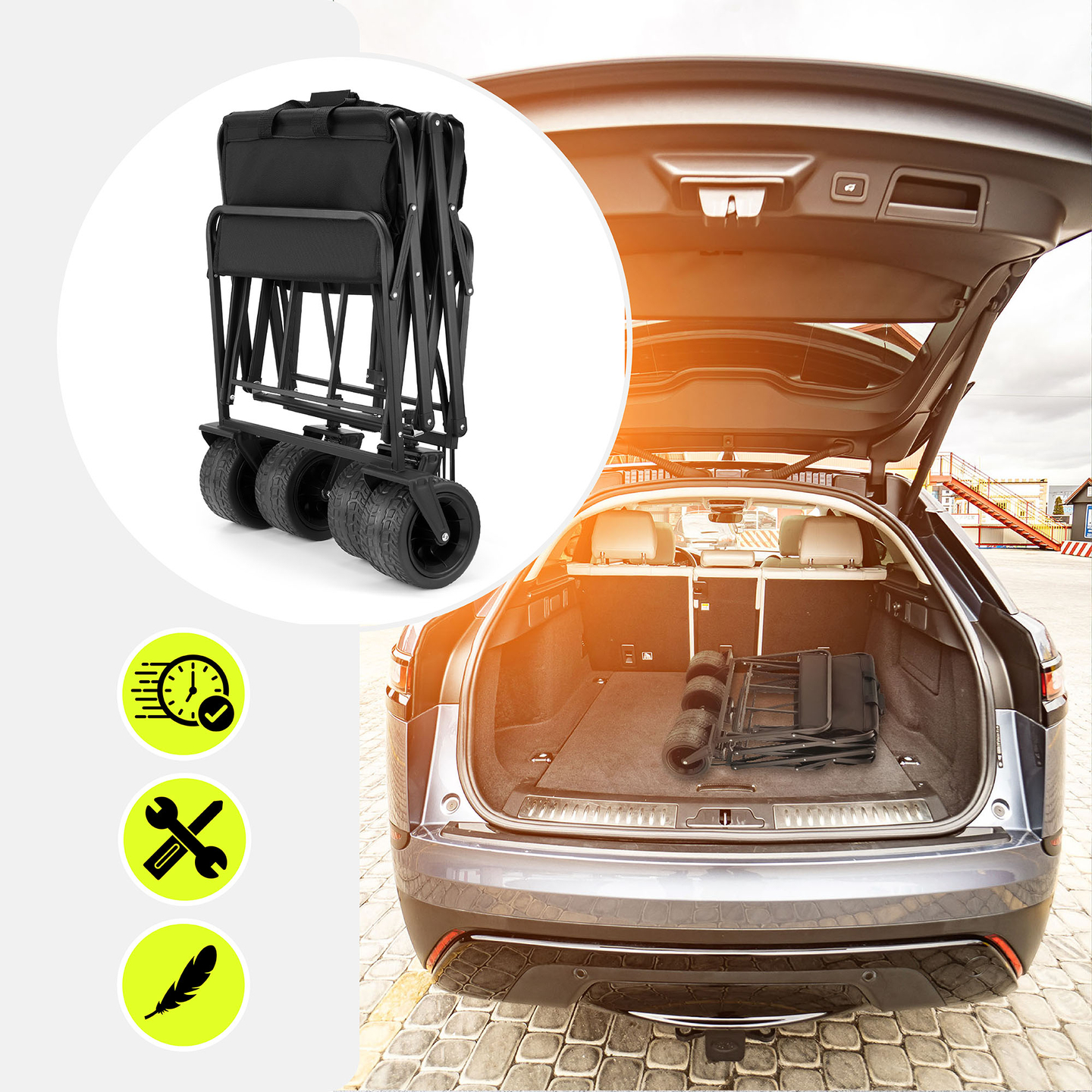 HyperMotion zložljiv invalidski voziček za plažo - črn, 120 kg