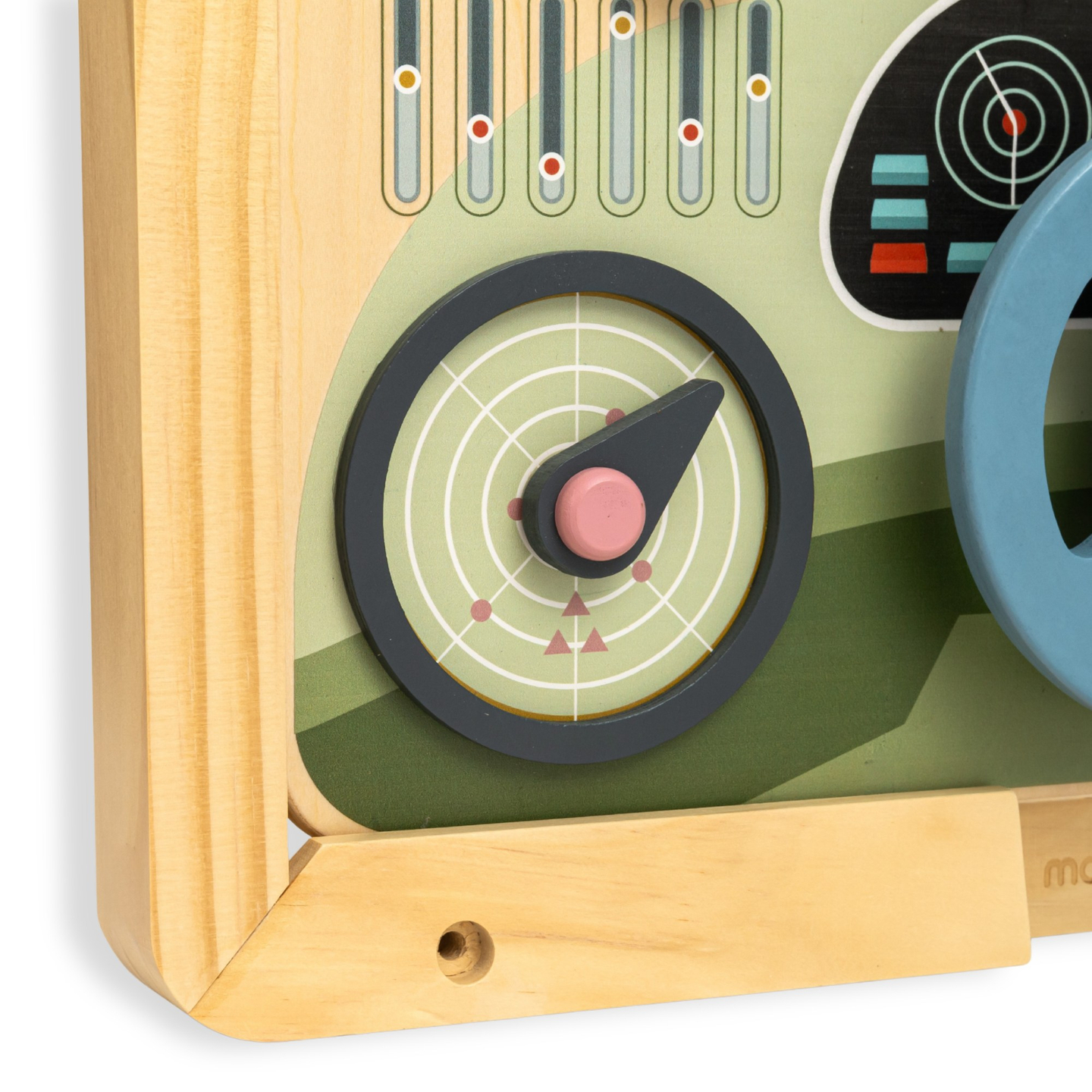 Lesena Montessori tabla 2 v 1 kokpit za malega voznika in pilota – volan, prestavna ročica, potovalni zemljevidi, radar