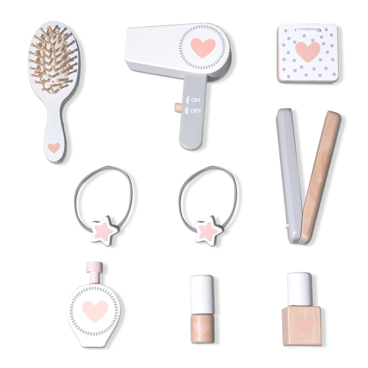 Lesena otroška toaletna mizica s stolom, dodatki in osvetlitvijo LED