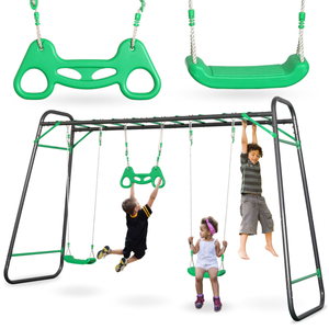 XXL jeklena vrtna gugalnica - 2 sedeža, lestev, gimnastični trapez