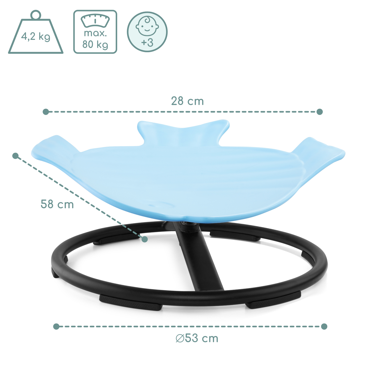 Mini vrtiljak za otroke Riba - modra