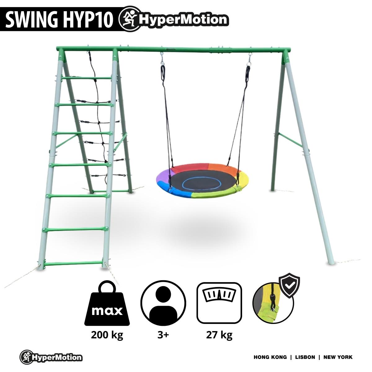 XL vrtno igrišče za otroke z gugalnico štorkljino gnezdo, lestvijo in plezalno mrežo