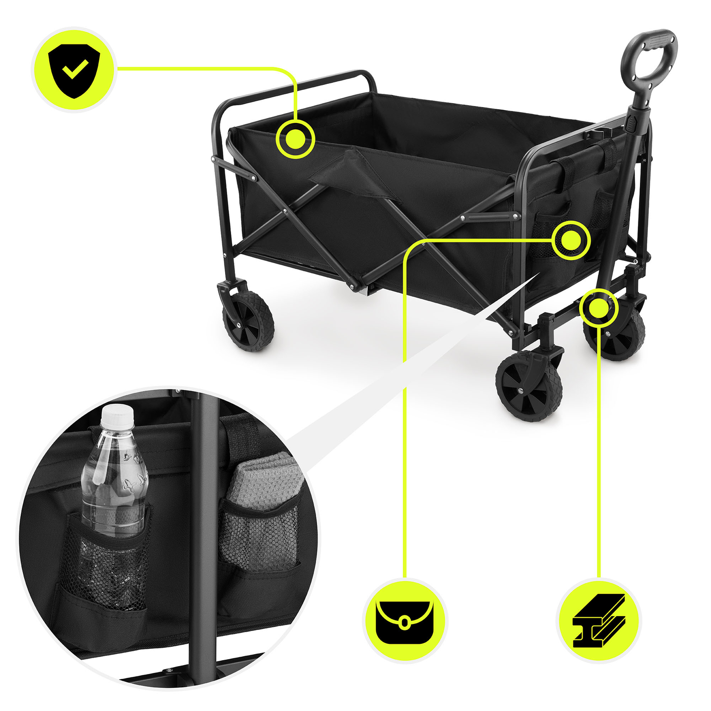 HyperMotion zložljiv invalidski voziček za plažo - črn, 80 kg