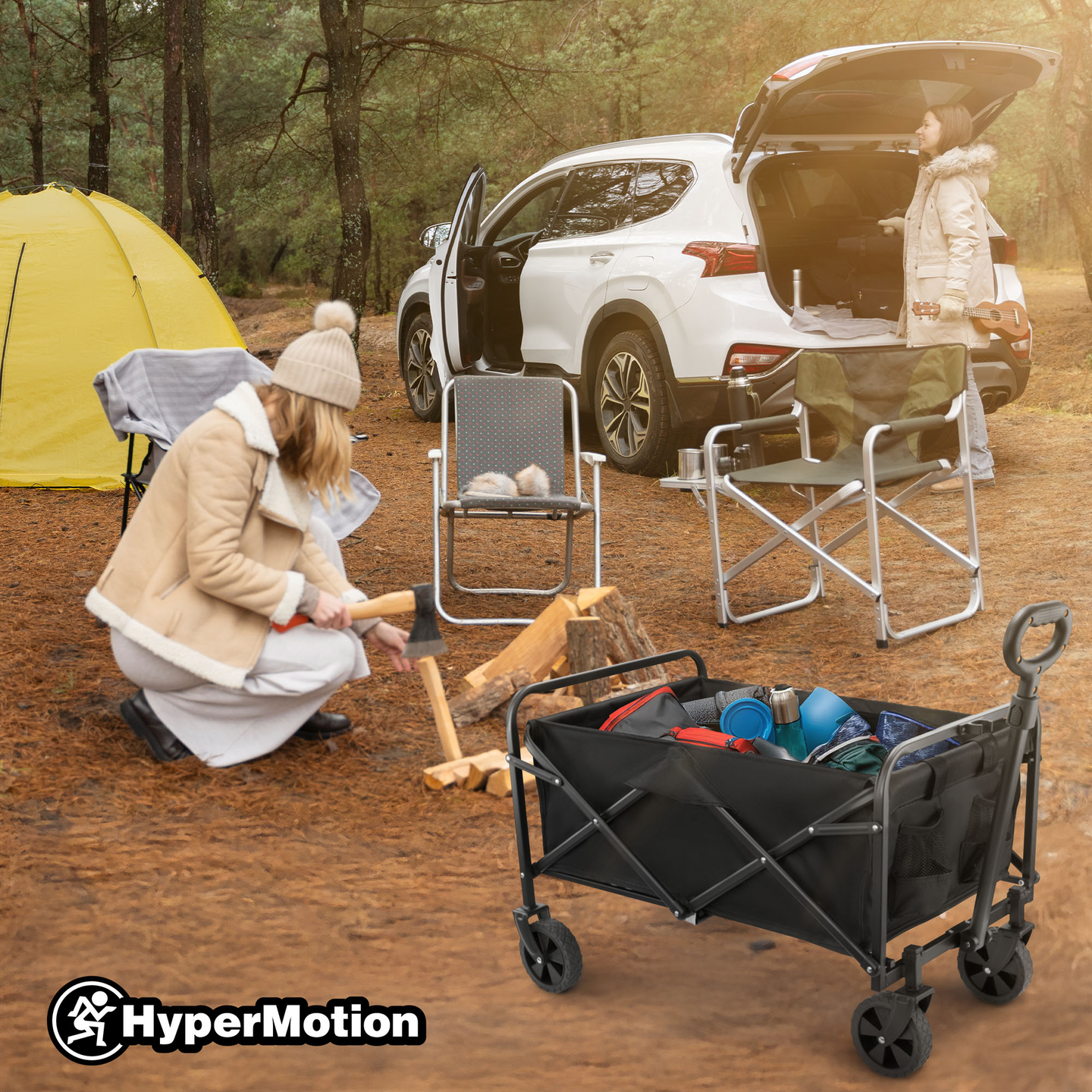 HyperMotion zložljiv invalidski voziček za plažo - črn, 80 kg