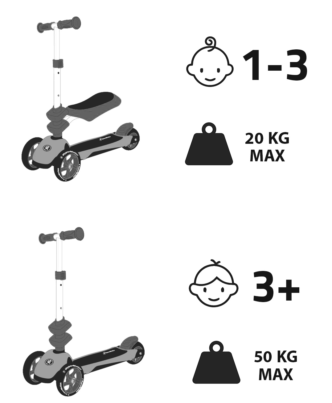 Tricikel za ravnotežje HyperMotion 3v1 - modri