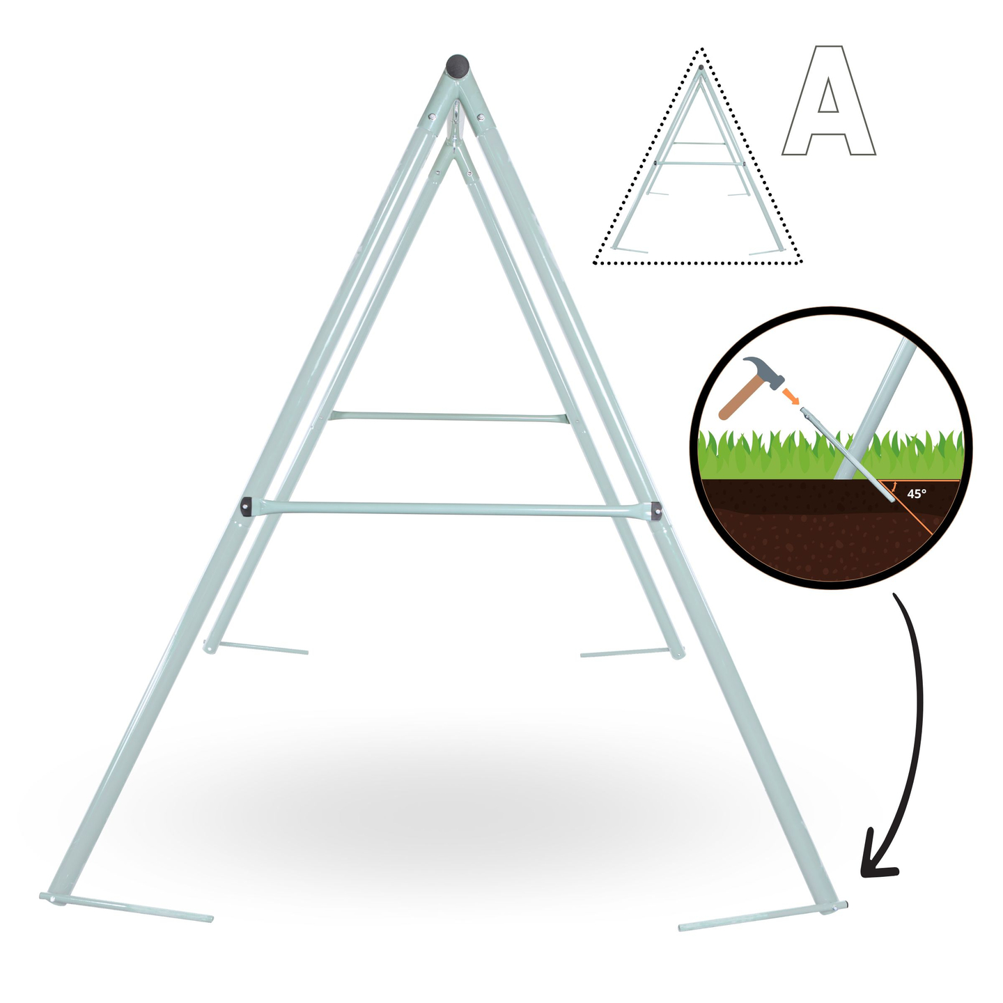 Vrtna gugalnica tipa štorkljino gnezdo z okvirjem in vrvmi