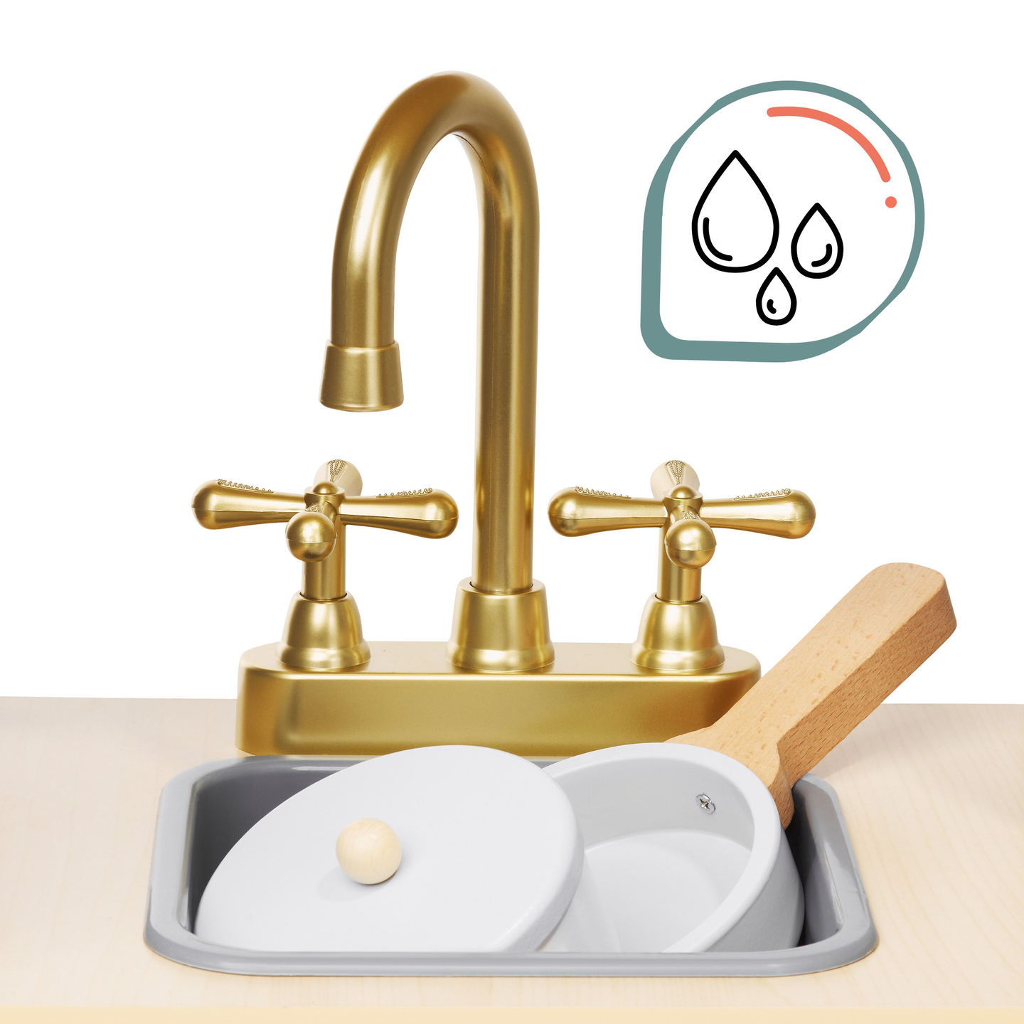 XXXL lesena interaktivna kuhinja z LED osvetlitvijo, napo in dodatki