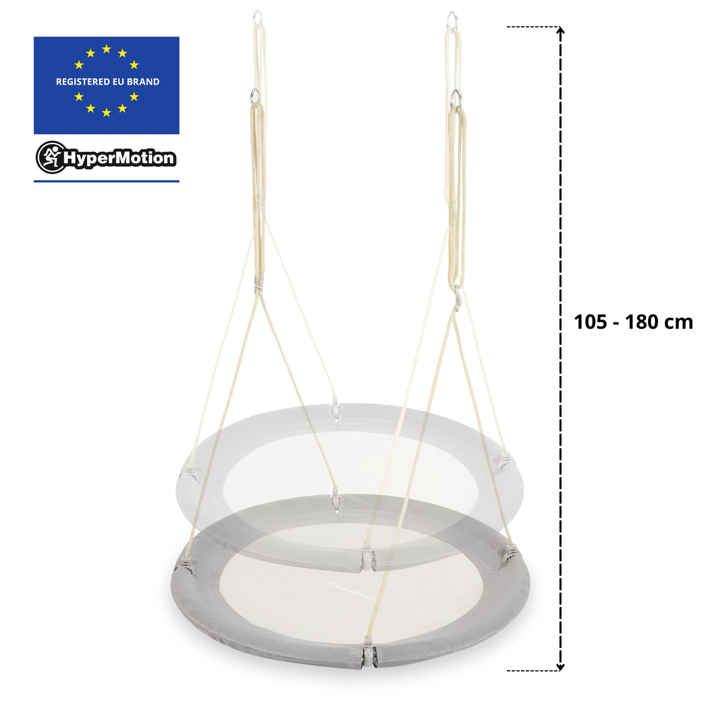 Gugalnica štorkljino gnezdo HyperMotion - premer 100 cm, siva barva