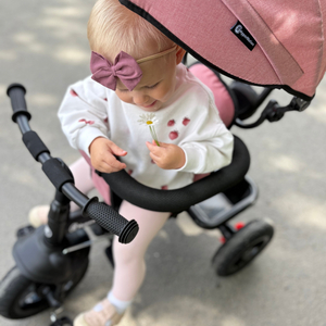 Tricikel za otroke od 1 do 4 let - TOBI FREY - roza barva - vrtljiv - kolesa s črpalko + tlačilka