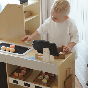 Lesena zelenjavna tržnica - velika XXL stojnica, trgovina z igralno blagajno