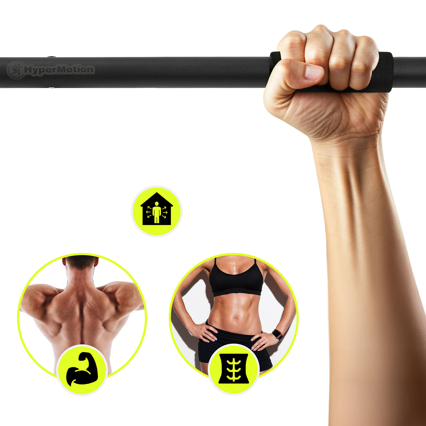 Nastavljiva palica za dvigovanje HyperMotion 80–130 cm, 150 kg, črna