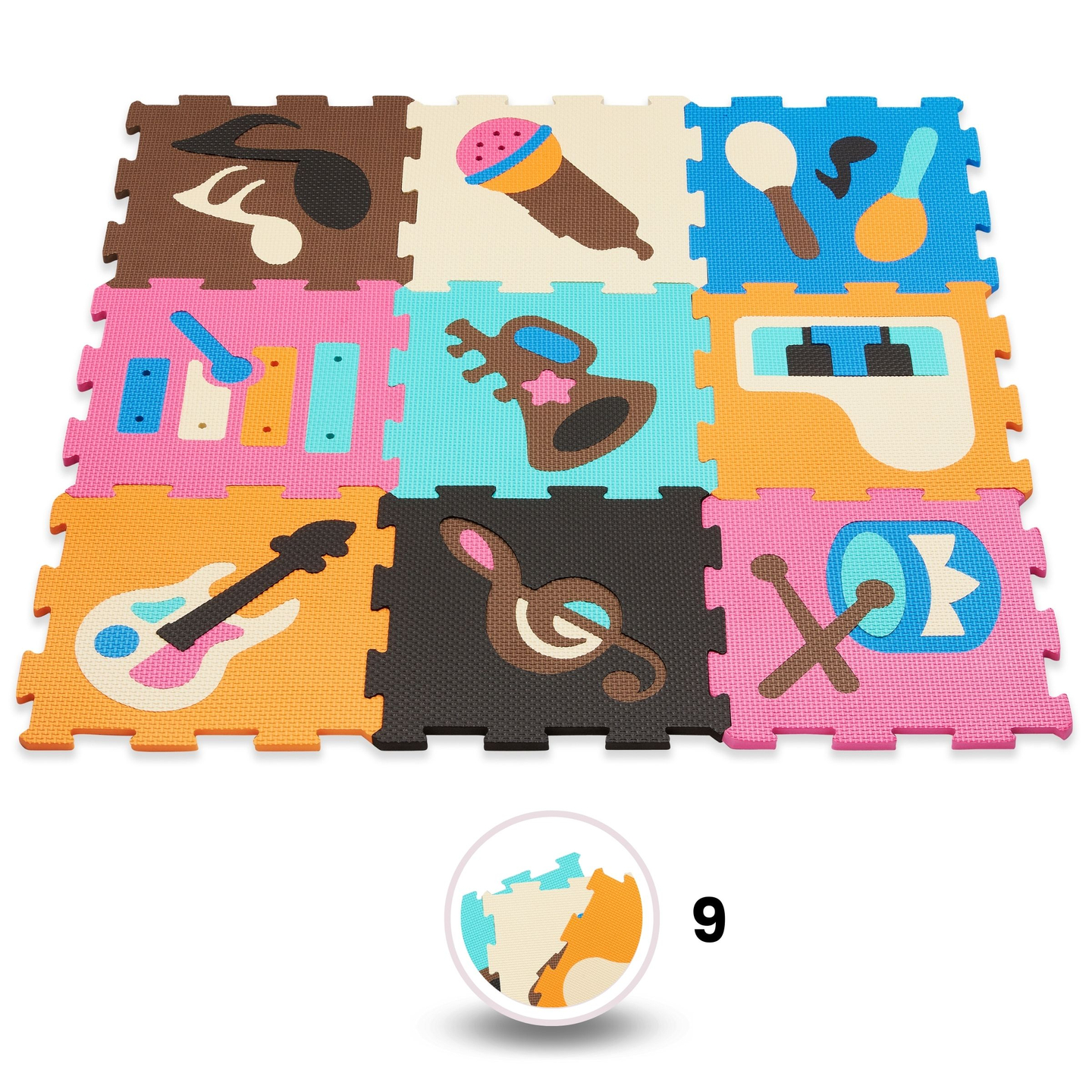 Izobraževalna penasta podloga za sestavljanke 90 x 90 x 1cm - EVA pena - oblika: instrumenti