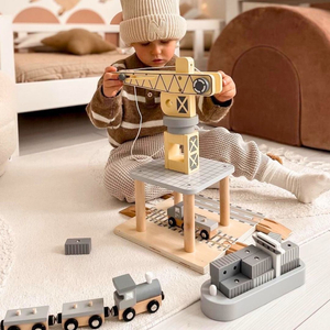 Mobilni pristaniški žerjav z magnetnim vitlom in dodatki - lesen komplet