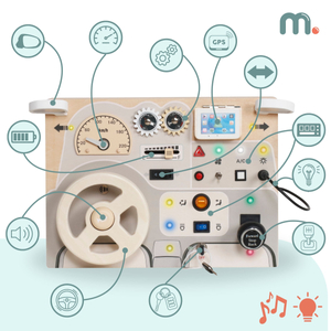 Montessori lesena igralna plošča za majhne otroke - armaturna plošča avtomobila