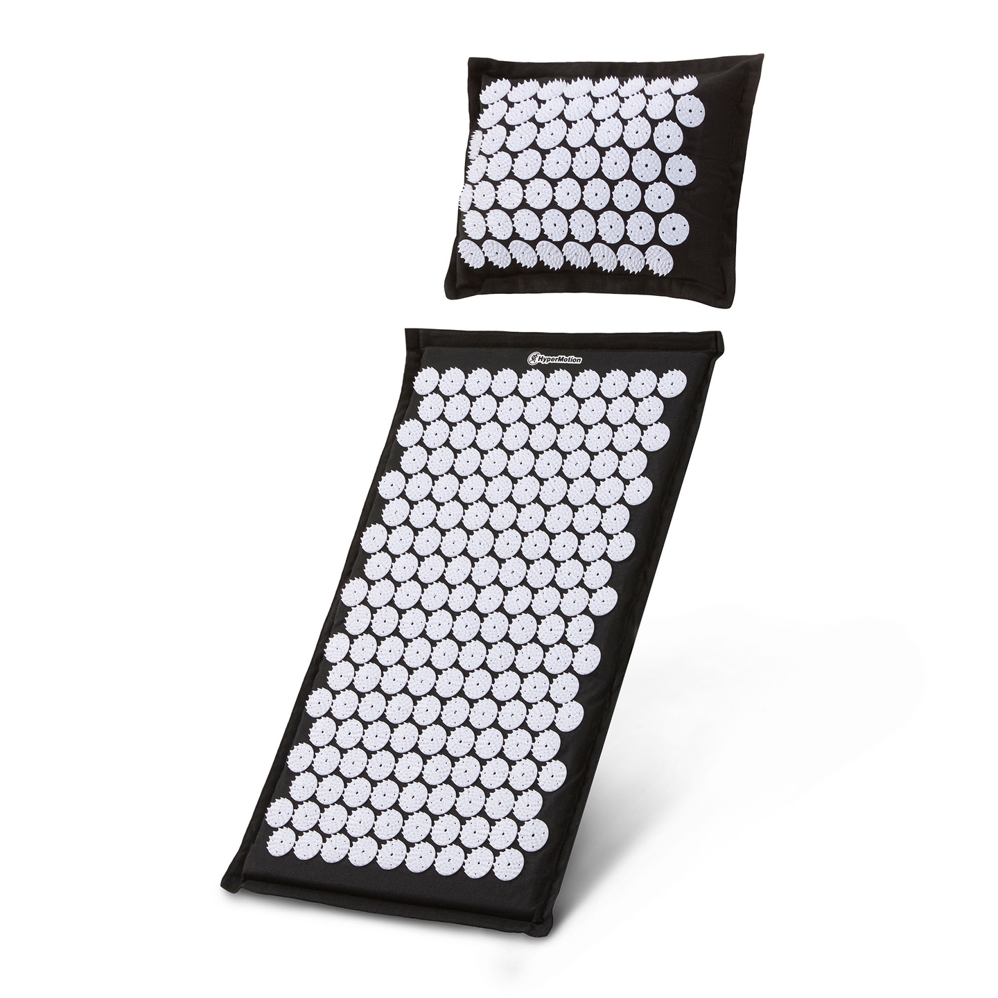 EKO lanena akupresurna podloga s kokosovimi vlakni in ajdovo blazino – 68 cm HyperMotion črno-bela