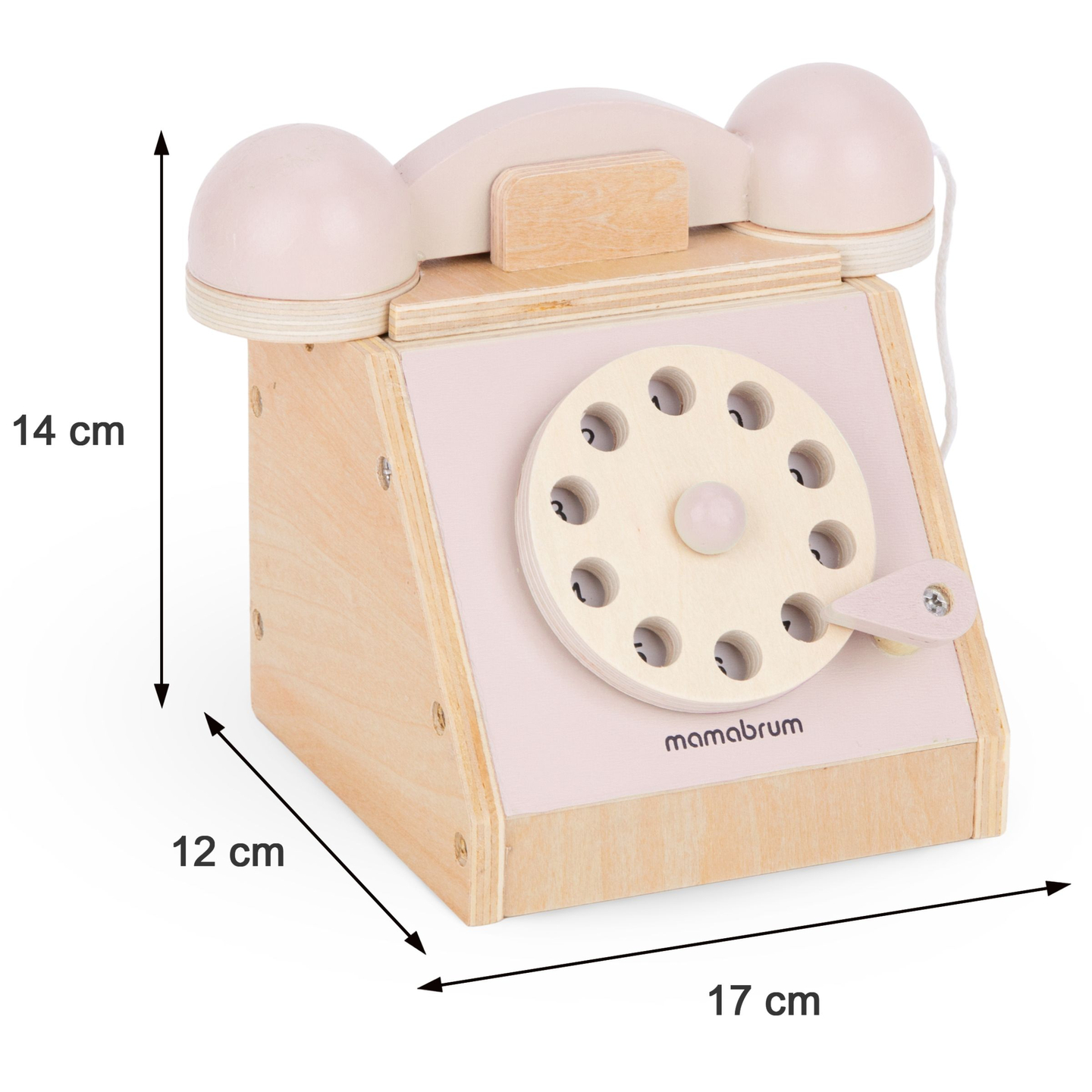 Retro leseni telefon - pastelno roza