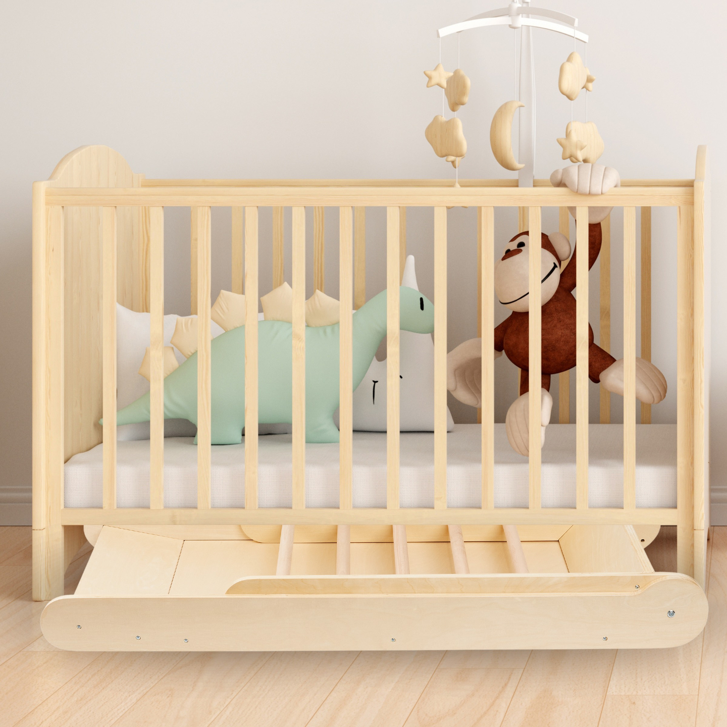 Leseni tobogan z lestvijo za otroke