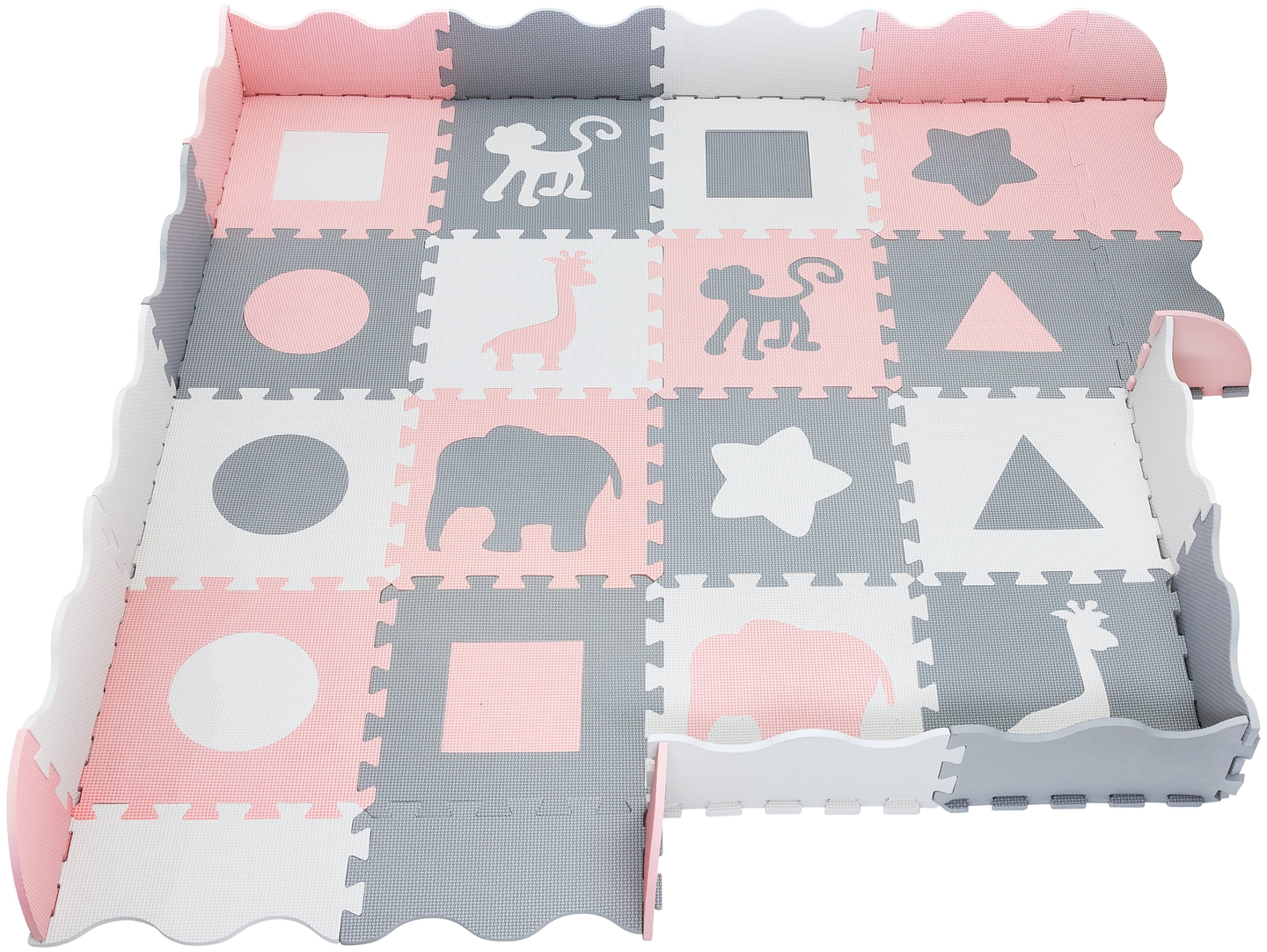 Podloga iz pene XL 150 x 150 x 1 cm z robovi - EVA pena - roza