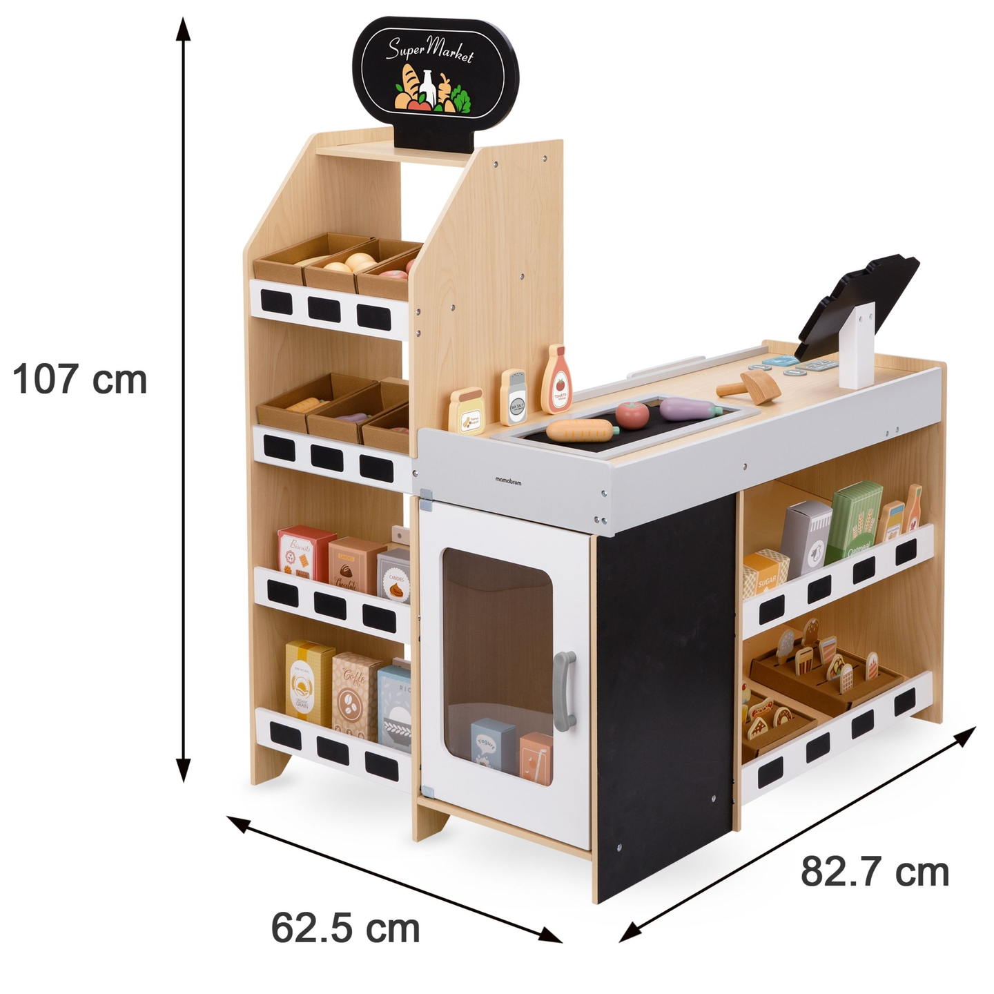 Lesena zelenjavna tržnica - velika XXL stojnica, trgovina z igralno blagajno
