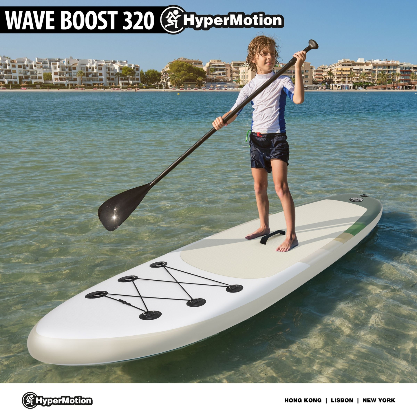 Napihljiva SUP Stand Up Paddle deska 320cm z veslom in sedežem - HyperMotion WAVE BOOST 320