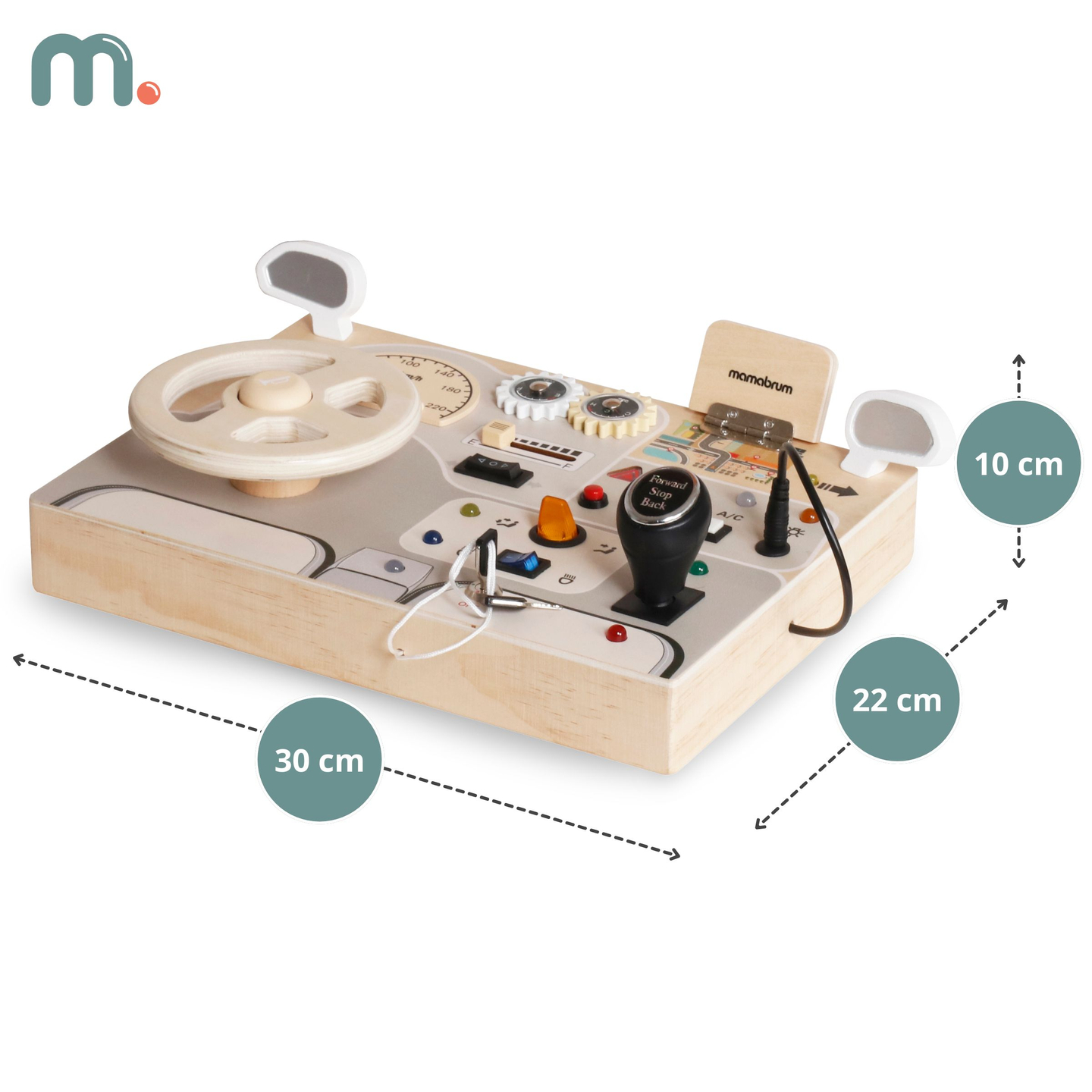 Montessori lesena igralna plošča za majhne otroke - armaturna plošča avtomobila