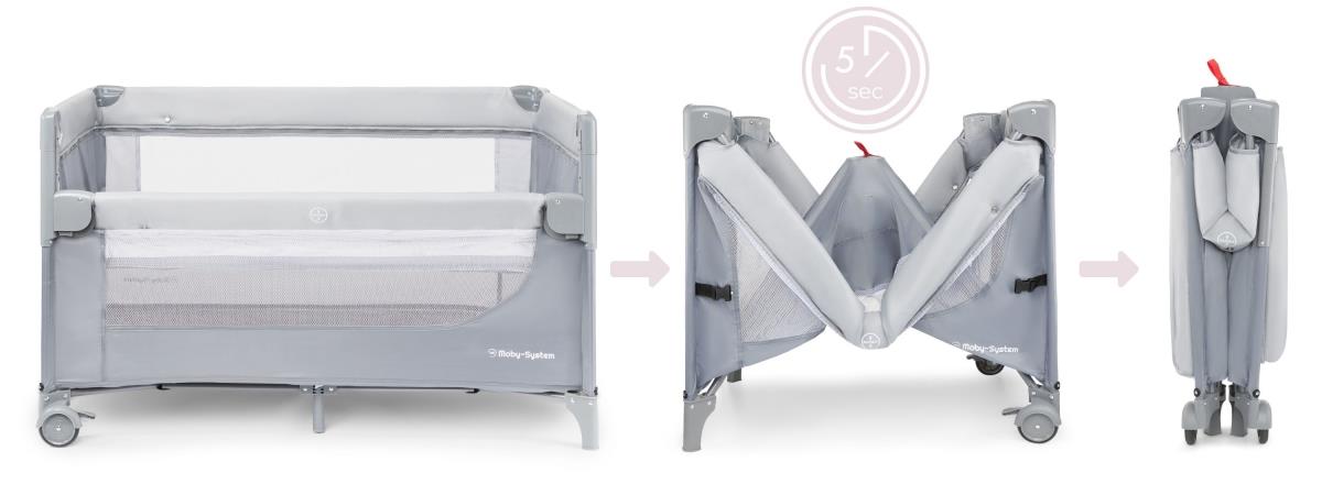 Tesno prenosna otroška posteljica 3 v 1 s previjalno mizo, vzmetnico in torbo za prenašanje