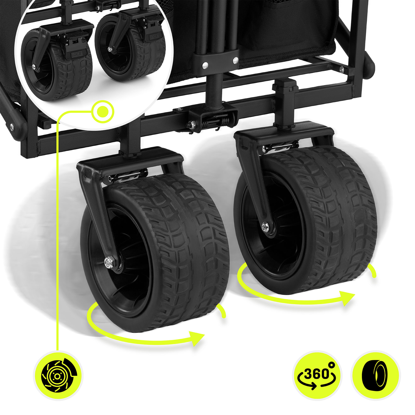 HyperMotion zložljiv invalidski voziček za plažo - črn, 120 kg