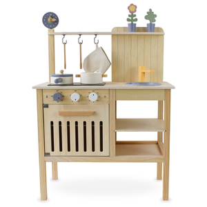 Lesena vrtna kuhinja z dodatki - naravni boho