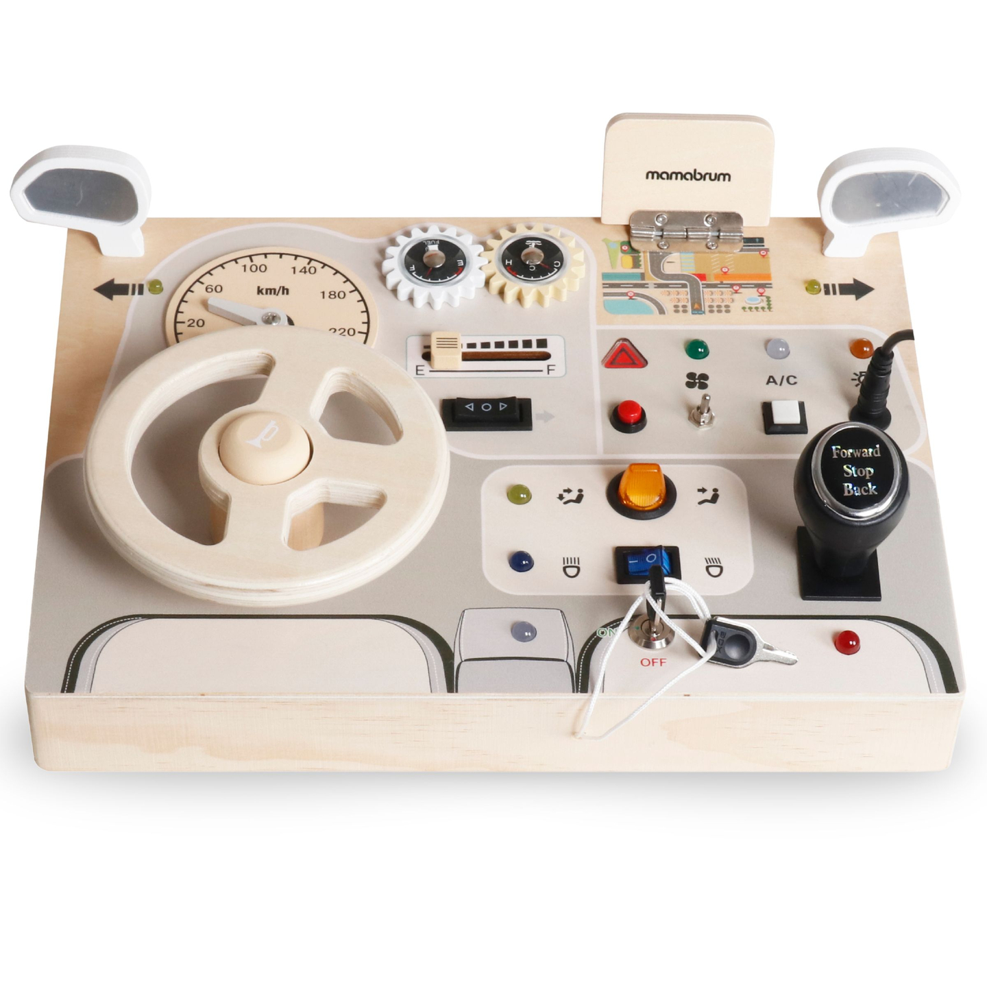 Montessori lesena igralna plošča za majhne otroke - armaturna plošča avtomobila