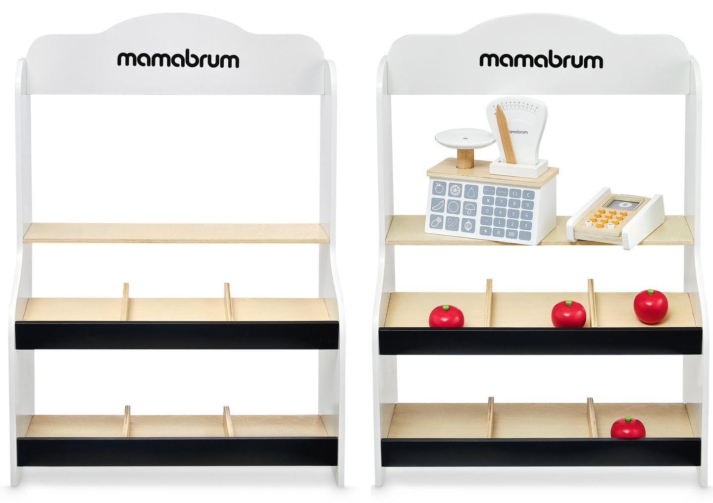 Mini market - trgovina s tehtnico, terminalom, plačilno kartico in sadjem