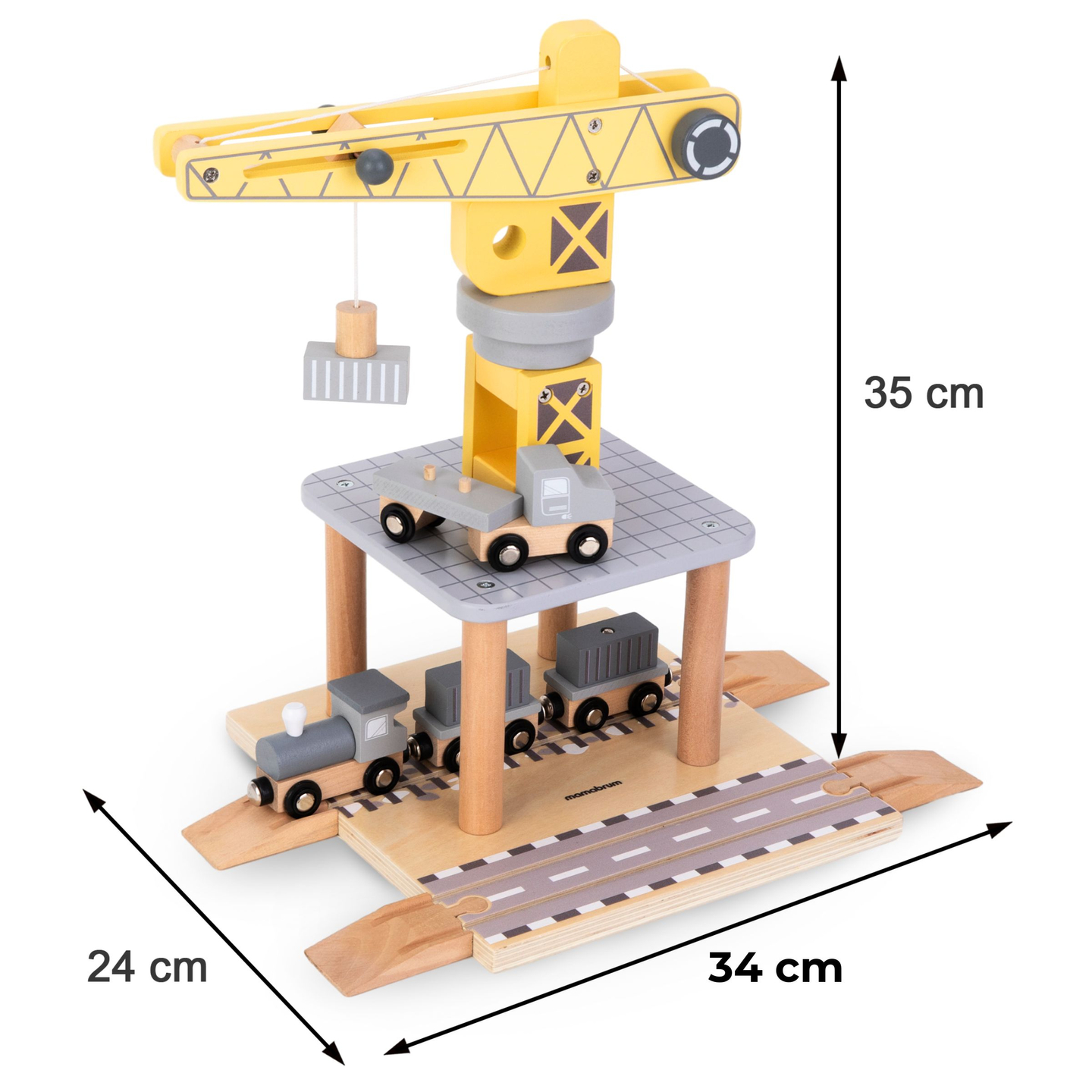 Mobilni pristaniški žerjav z magnetnim vitlom in dodatki - lesen komplet