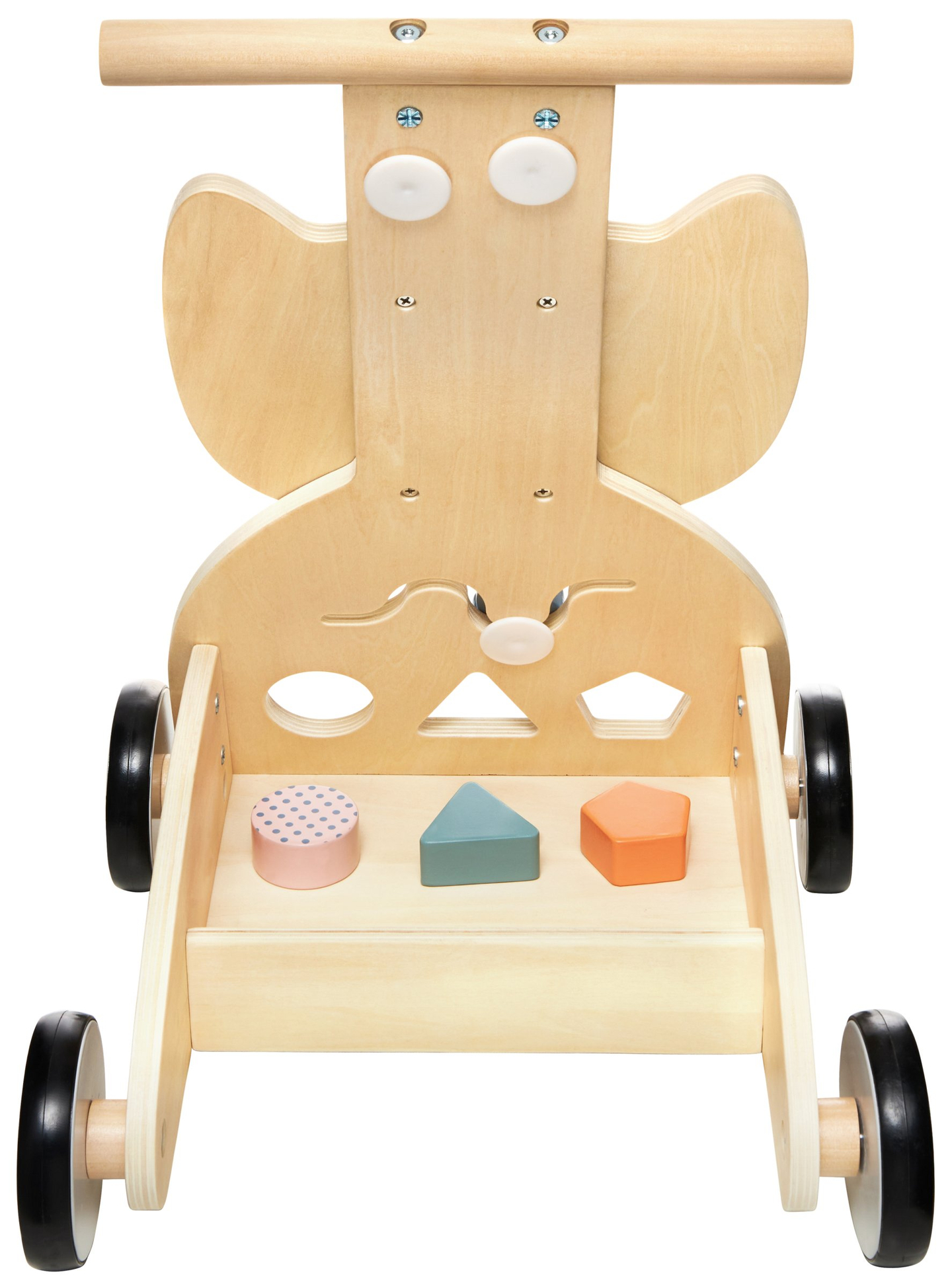 Leseni večnamenski sprehajalnik - tlačilka - voziček z bloki - Sova