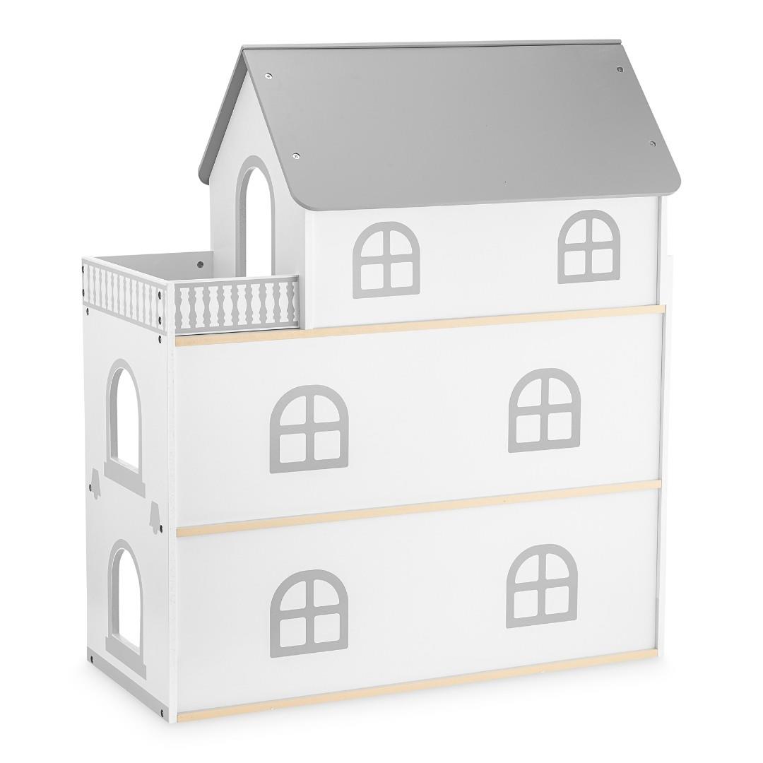 Bela lesena hišica za lutke s teraso in dodatki