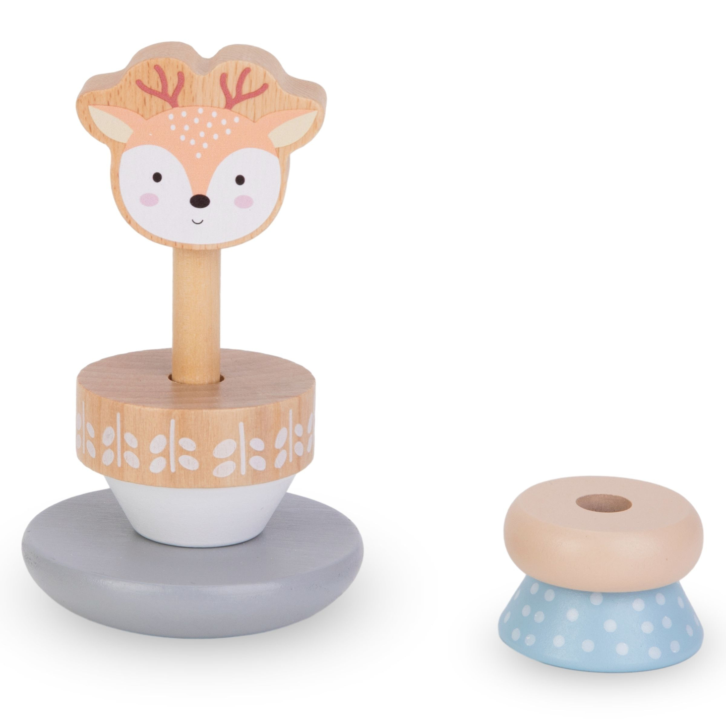 Komplet lesenih igrač - pisano prepletanje, piramida Jelen, sortirnik Pingvin