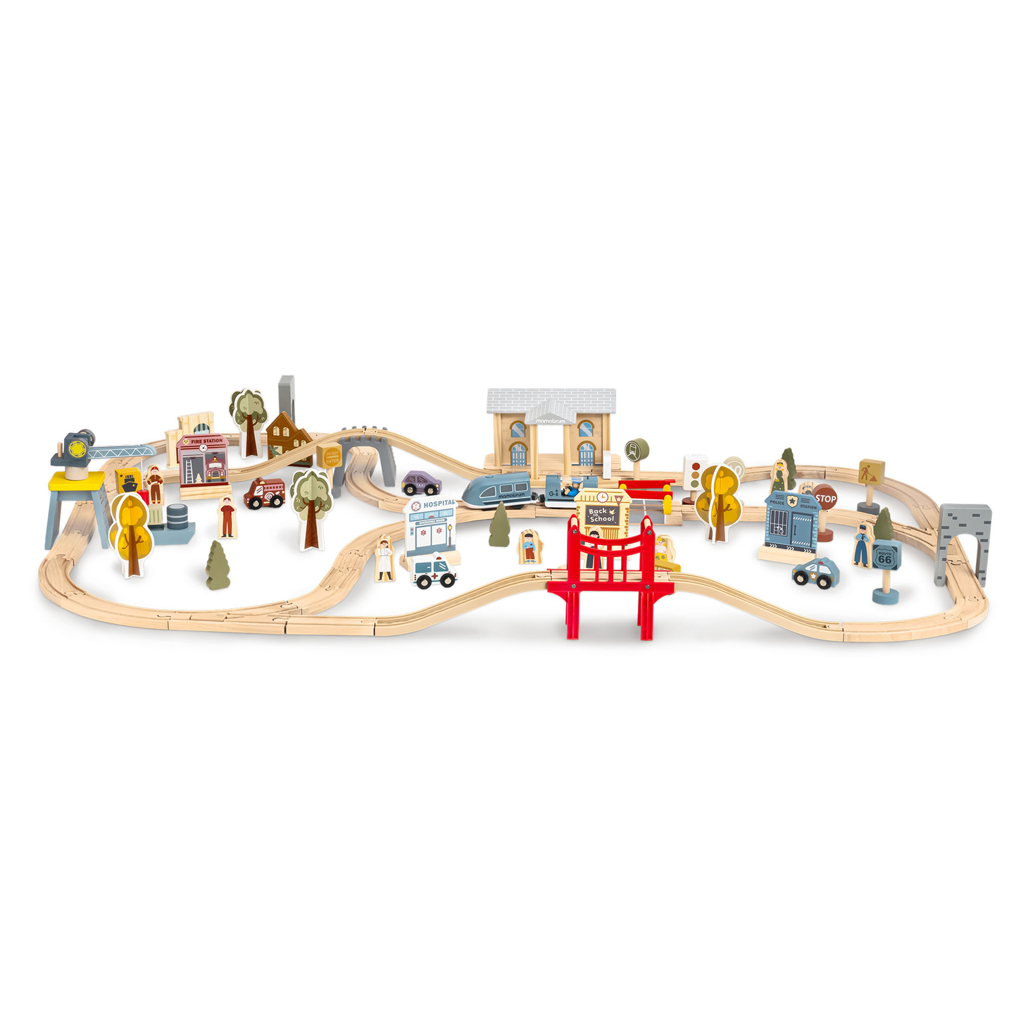 Lesena mestna železnica z električnim vlakom - premikajoči se žerjav, ladja, mostovi