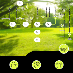 Nindža proga z ovirami za otroke - HyperMotion slackline set - 10 ovir