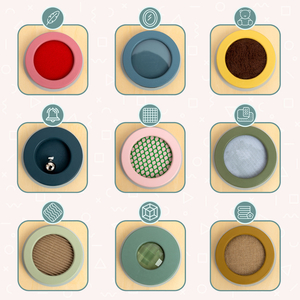 Lesena senzorična tabla Montessori – 9 tekstur za odkrivanje in razvoj dotika