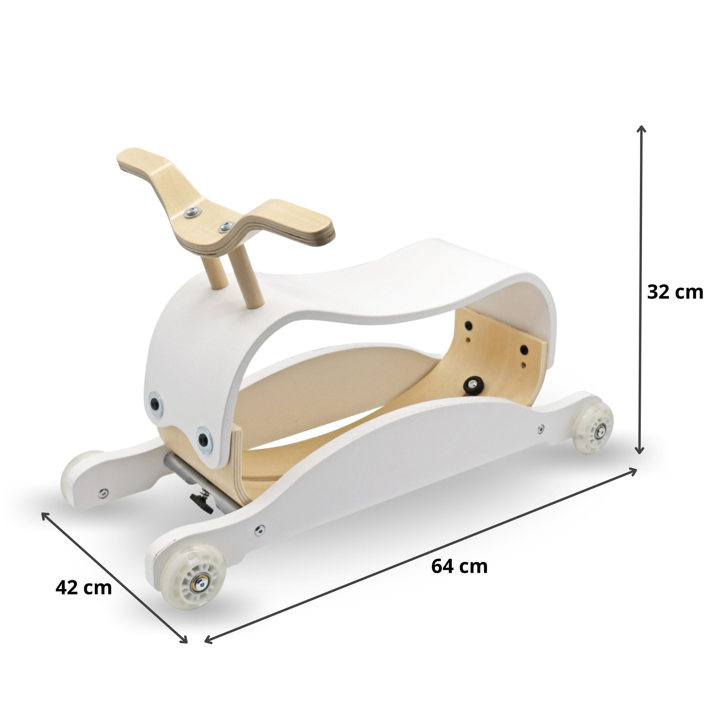 Leseno otroško vozilo in gugalnik 2 v 1 - gugalni konjiček + vozilo