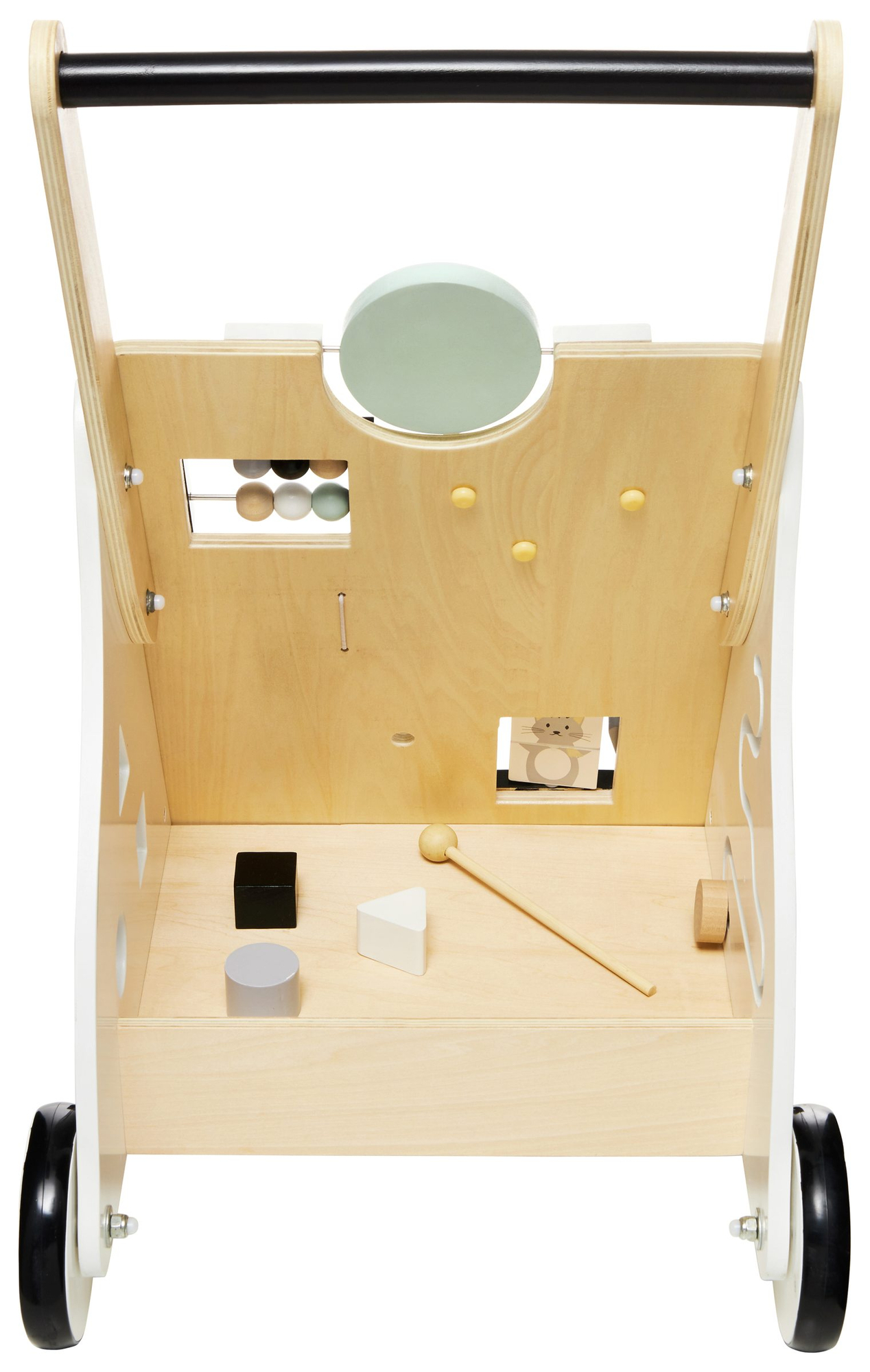 Lesena, izobraževalna otroška hojica / voziček - manipulativna tabla