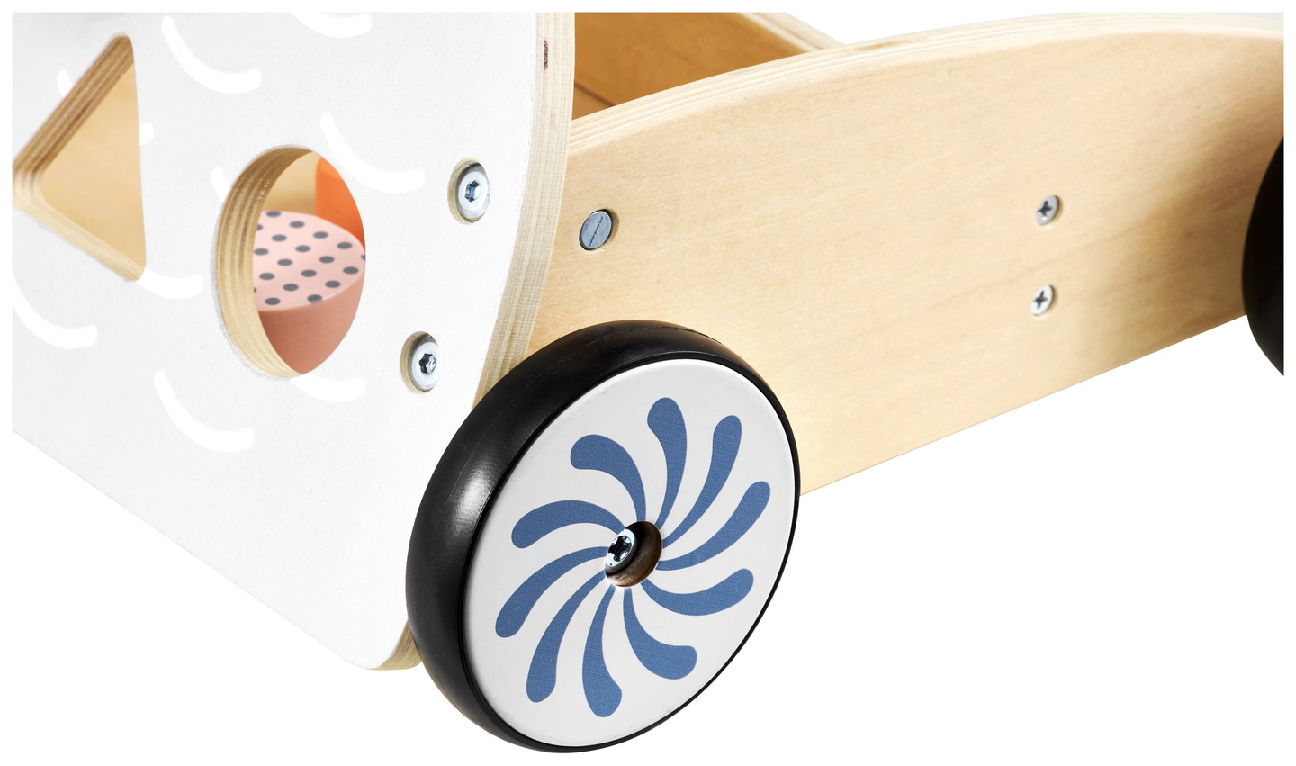 Leseni večnamenski sprehajalnik - tlačilka - voziček z bloki - Sova