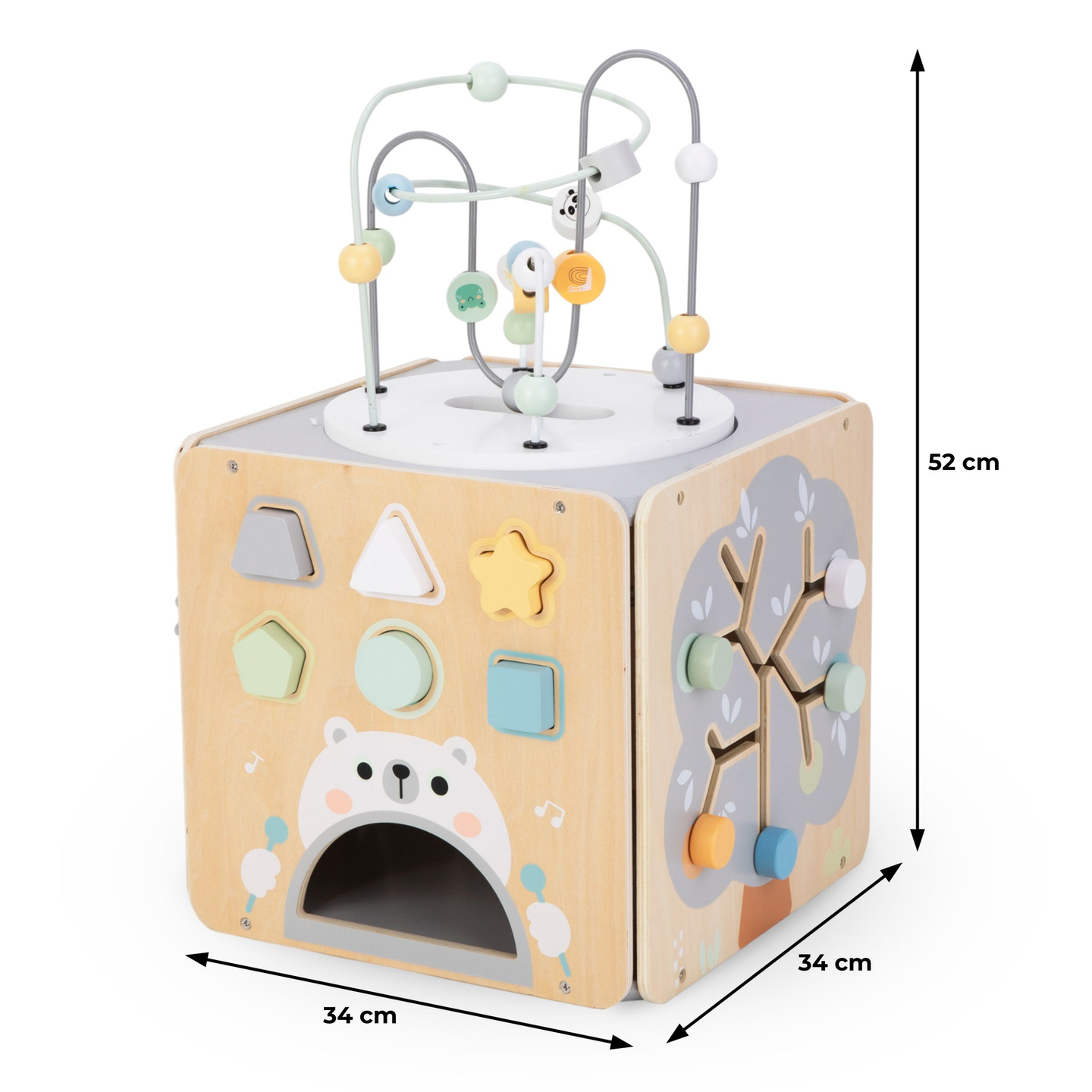 Velika lesena kocka z zanko - Montessori