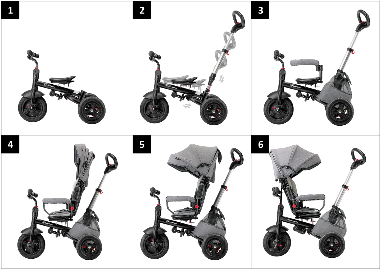 Tobi Velar tricikel + dežna folija - siva