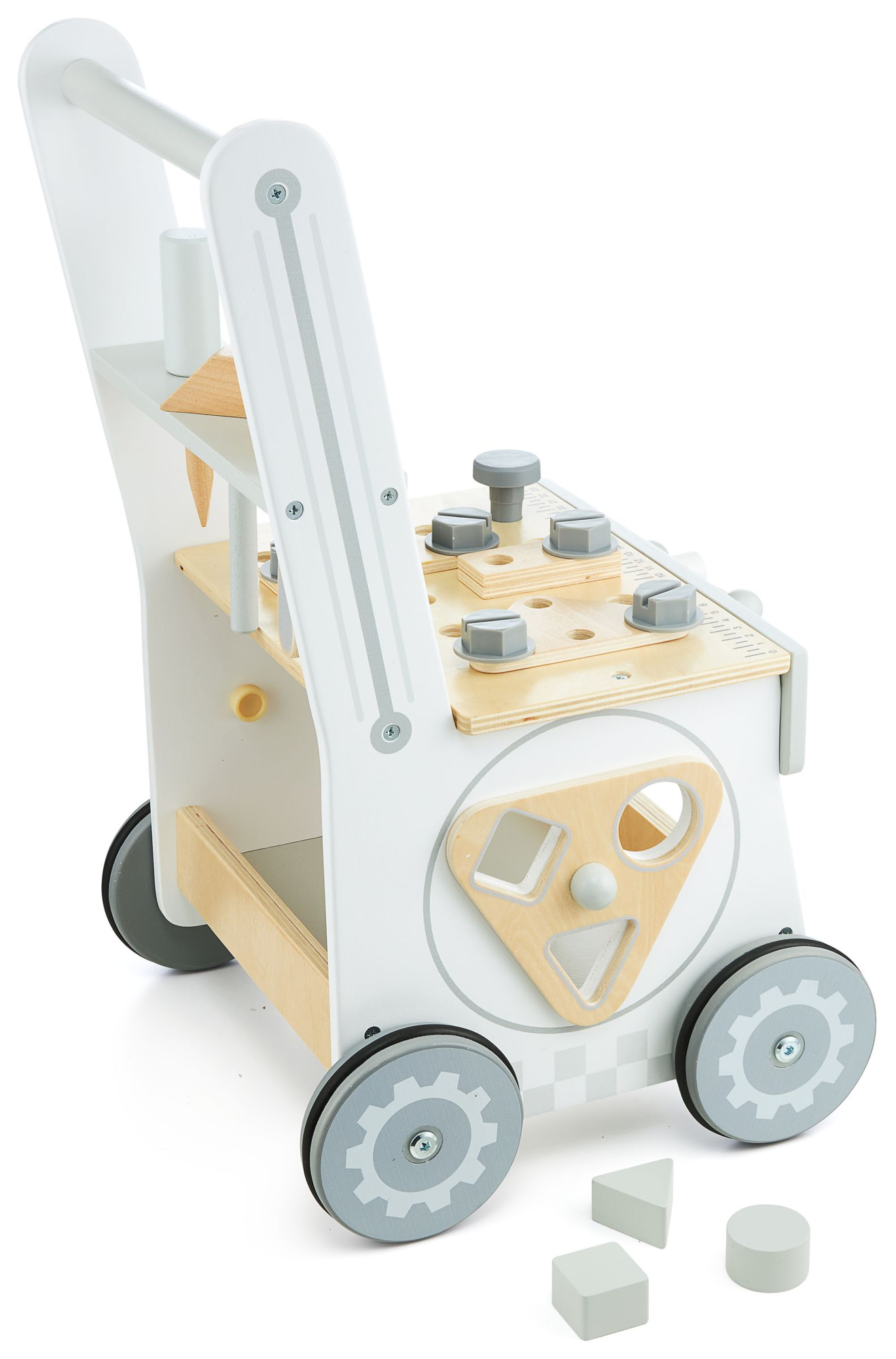 Lesena hodulja, tlačilka + delavnica 3 v 1 - 47 elementov