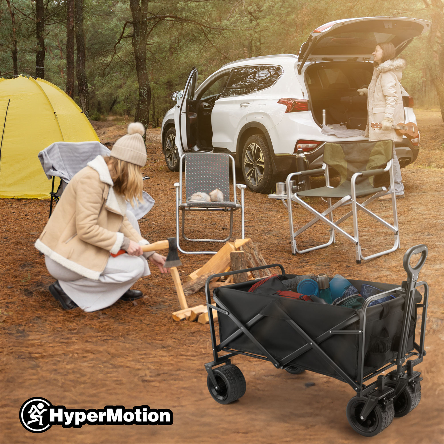 HyperMotion zložljiv invalidski voziček za plažo - črn, 120 kg