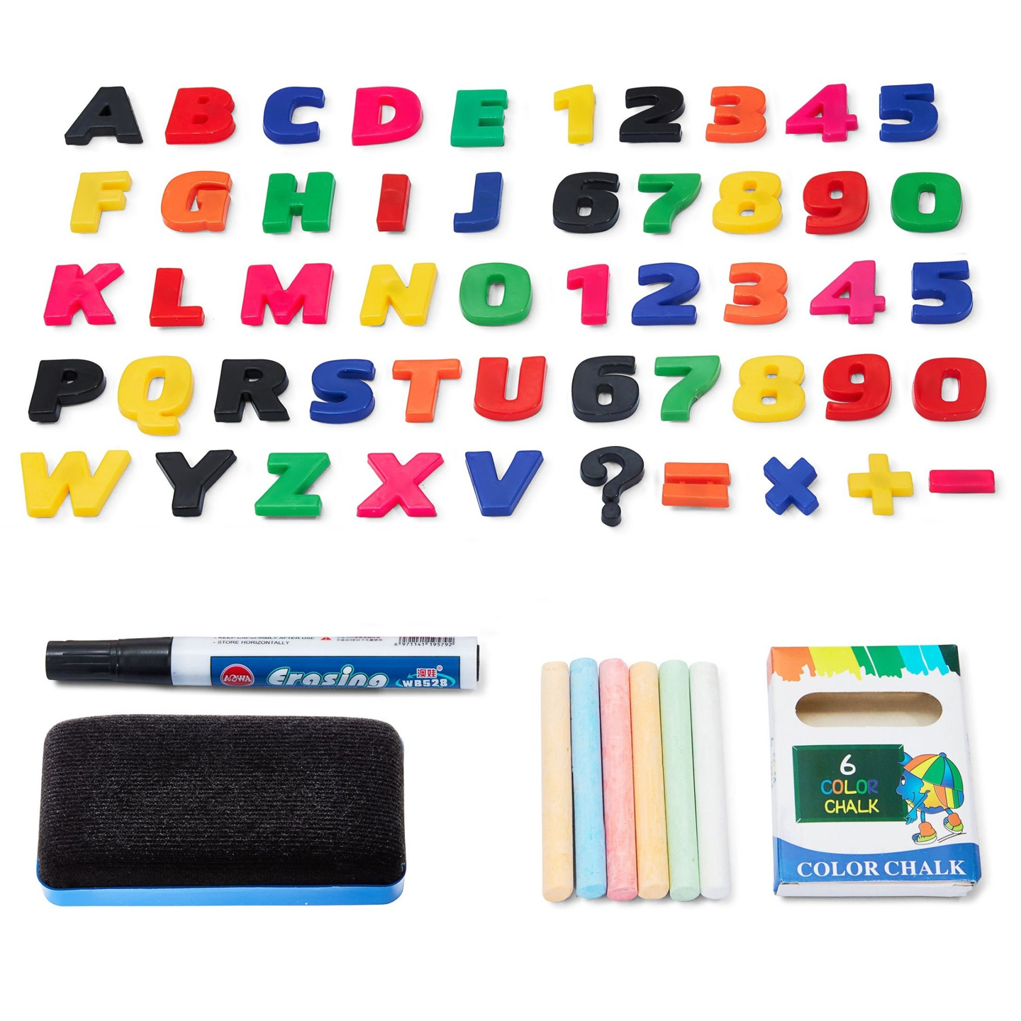 Velika izobraževalna dvostranska tabla: magnetna in kredna - tabla za brisanje na suho, lesena